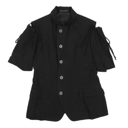Yohji Yamamoto FEMME Linen Open Shoulder Jacket Black Size 1