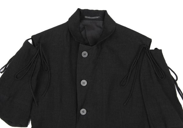 Yohji Yamamoto FEMME Linen Open Shoulder Jacket Black Size 1