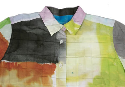 ISSEY MIYAKE Pleated Colorful Print Shirt Multi Size 2