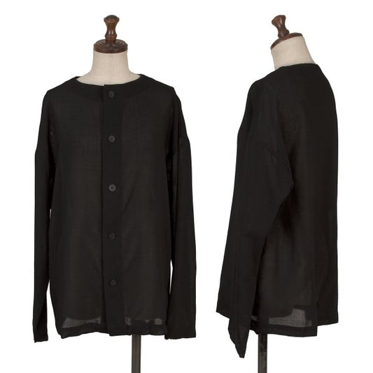 Plantation Sheer Wool Blouse Black Size L