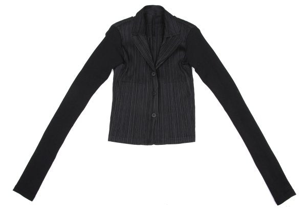 PLEATS PLEASE Ribbed Long Sleeve Jacket Black Size 4