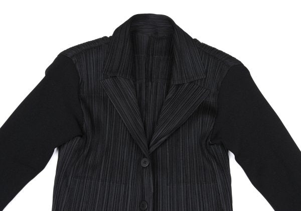 PLEATS PLEASE Ribbed Long Sleeve Jacket Black Size 4