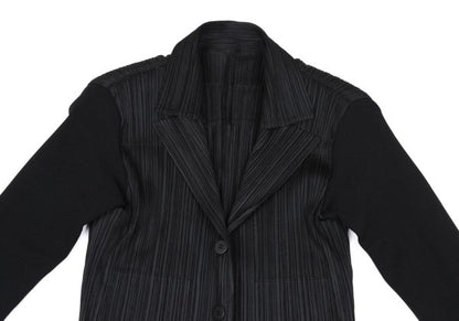 PLEATS PLEASE Ribbed Long Sleeve Jacket Black Size 4