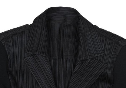 PLEATS PLEASE Ribbed Long Sleeve Jacket Black Size 4