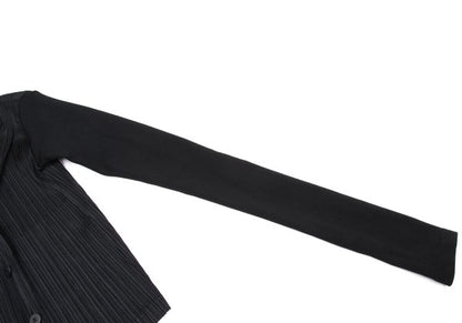 PLEATS PLEASE Ribbed Long Sleeve Jacket Black Size 4