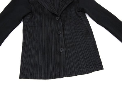PLEATS PLEASE Ribbed Long Sleeve Jacket Black Size 4