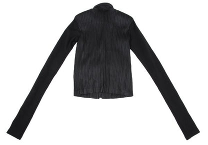 PLEATS PLEASE Ribbed Long Sleeve Jacket Black Size 4