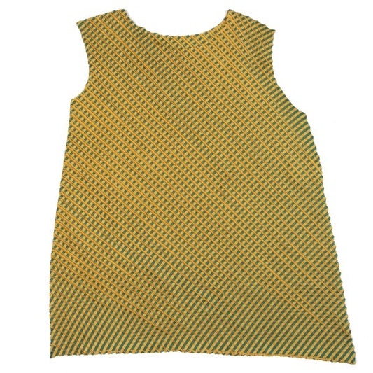 PLEATS PLEASE Poly Check Angled Pleats Tank Top Green Size 3