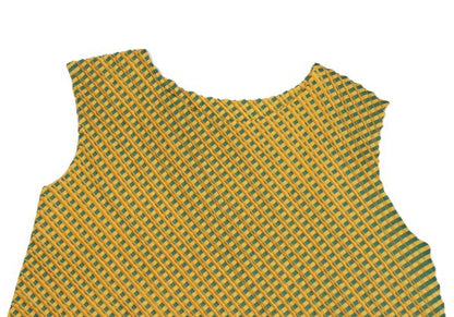 PLEATS PLEASE Poly Check Angled Pleats Tank Top Green Size 3
