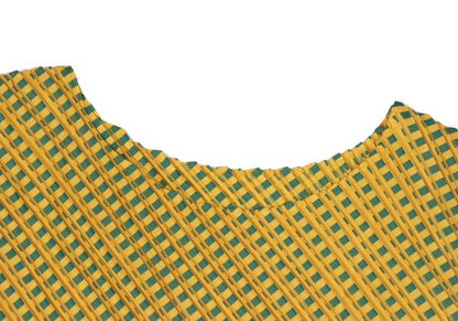 PLEATS PLEASE Poly Check Angled Pleats Tank Top Green Size 3
