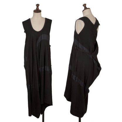 Y's Check Weave Sleeveless Midi Dress Black Size 2