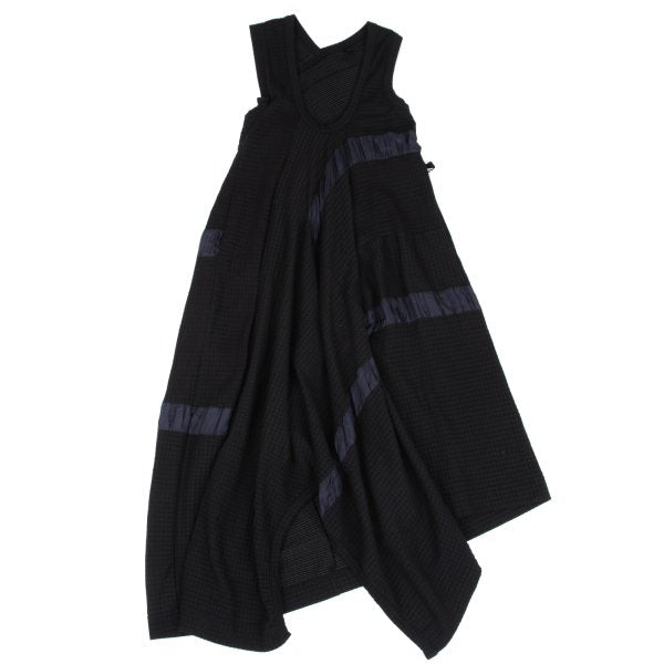 Y's Check Weave Sleeveless Midi Dress Black Size 2