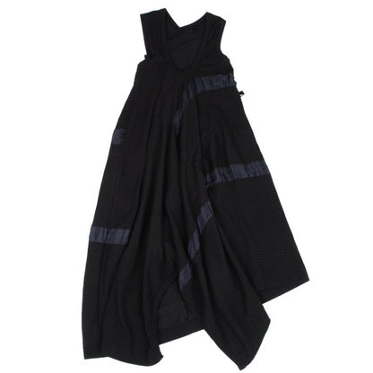 Y's Check Weave Sleeveless Midi Dress Black Size 2