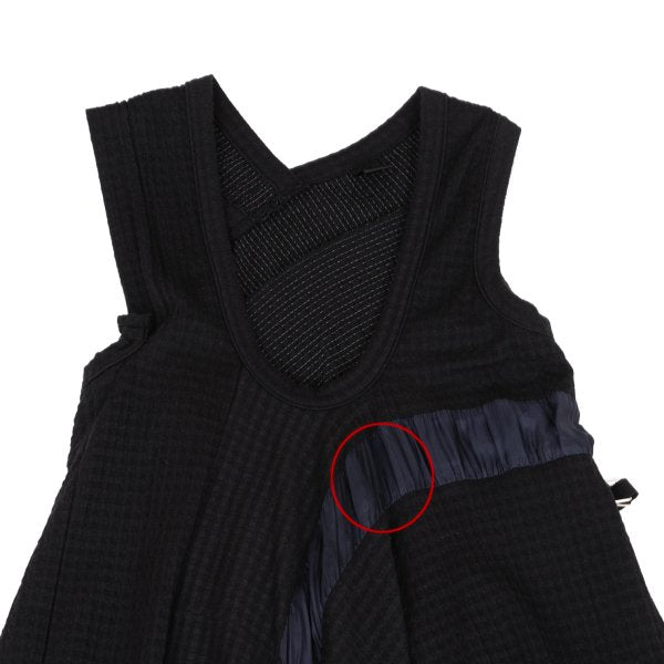 Y's Check Weave Sleeveless Midi Dress Black Size 2