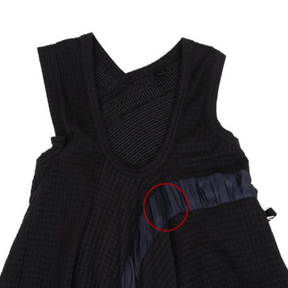 Y's Check Weave Sleeveless Midi Dress Black Size 2