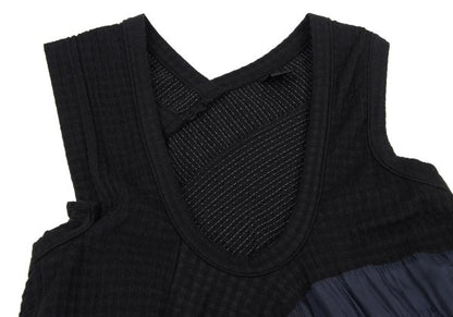 Y's Check Weave Sleeveless Midi Dress Black Size 2