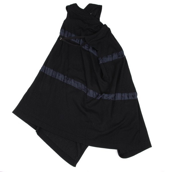 Y's Check Weave Sleeveless Midi Dress Black Size 2