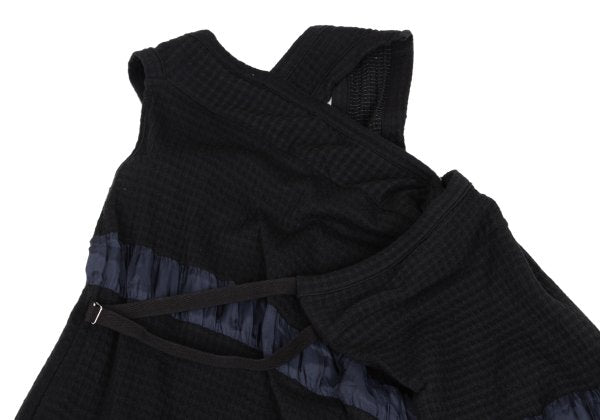 Y's Check Weave Sleeveless Midi Dress Black Size 2
