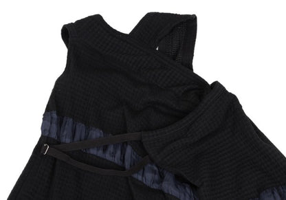 Y's Check Weave Sleeveless Midi Dress Black Size 2
