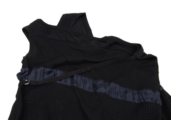Y's Check Weave Sleeveless Midi Dress Black Size 2