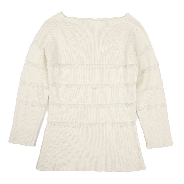 HELMUT LANG Openwork Stripe Boat Neck Knit Ivory Size M