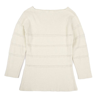 HELMUT LANG Openwork Stripe Boat Neck Knit Ivory Size M