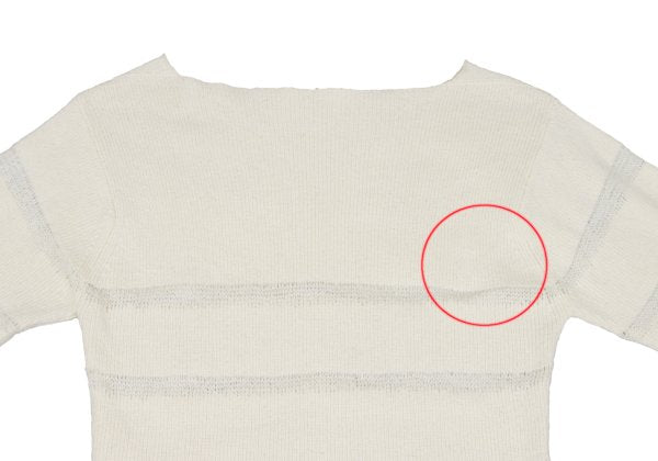 HELMUT LANG Openwork Stripe Boat Neck Knit Ivory Size M