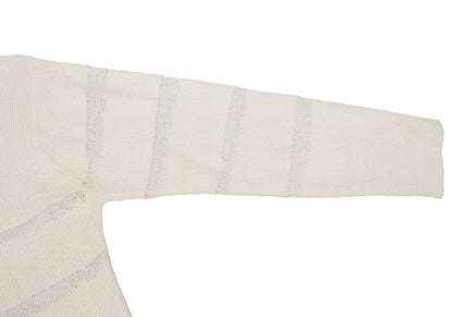 HELMUT LANG Openwork Stripe Boat Neck Knit Ivory Size M