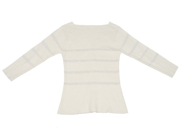 HELMUT LANG Openwork Stripe Boat Neck Knit Ivory Size M
