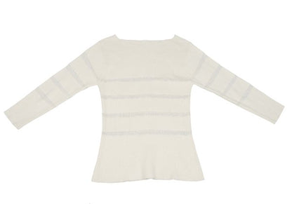 HELMUT LANG Openwork Stripe Boat Neck Knit Ivory Size M