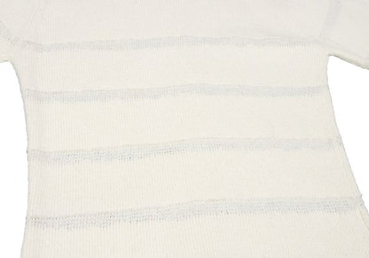 HELMUT LANG Openwork Stripe Boat Neck Knit Ivory Size M