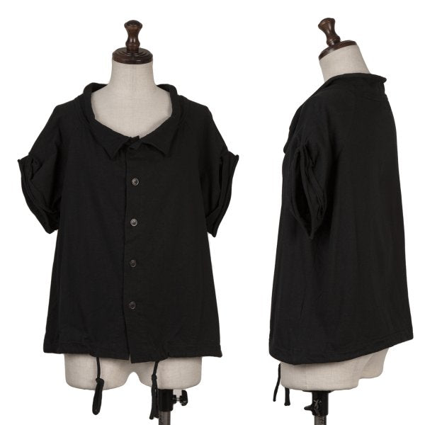 Yohji Yamamoto NOIR Cotton Drawstring Blouse Black Size 2