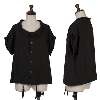 Yohji Yamamoto NOIR Cotton Drawstring Blouse Black Size 2