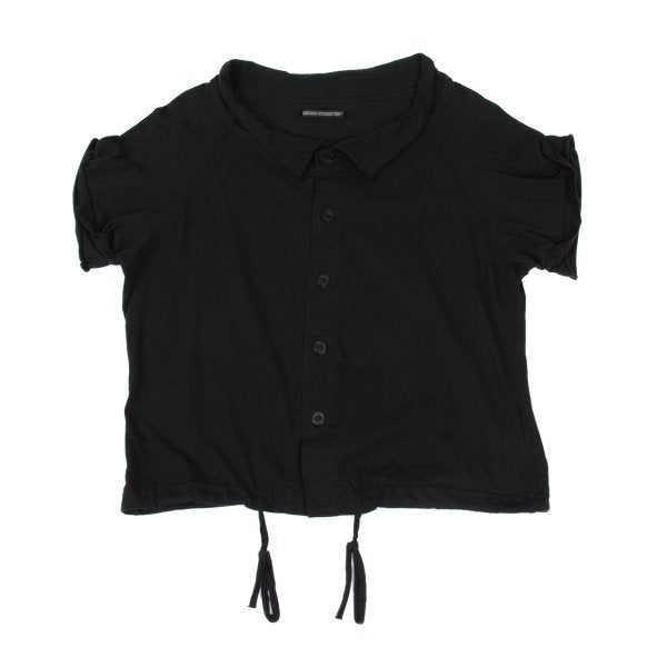 Yohji Yamamoto NOIR Cotton Drawstring Blouse Black Size 2