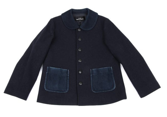 COMME des GARCONS Wool Mixed Patch Pocket Jacket Blue Size M