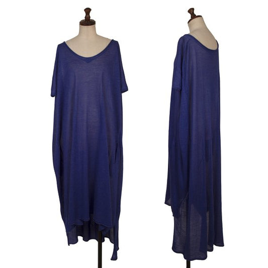 RISMAT by Y's Linen Rayon Sleeveless Knit Dress Blue Size 2
