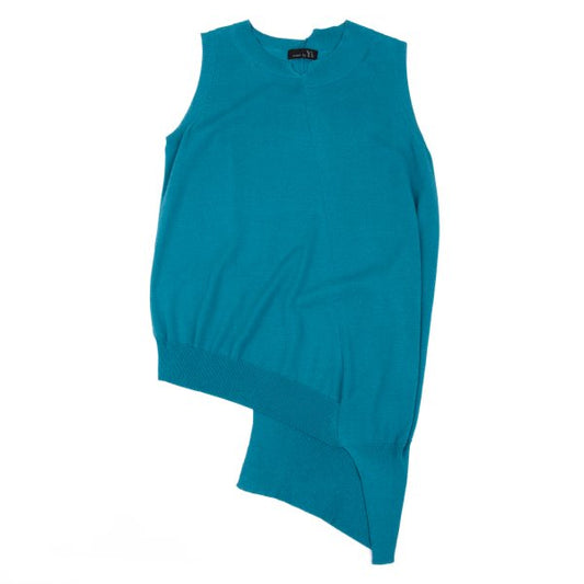 RISMAT by Y's Blend Asymmetrical Knit Vest Turquoise Size 2