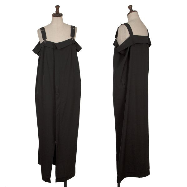 Y's Wool Gabardine Suspender Wrap Dress Black Size 3