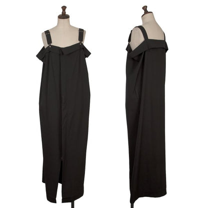 Y's Wool Gabardine Suspender Wrap Dress Black Size 3
