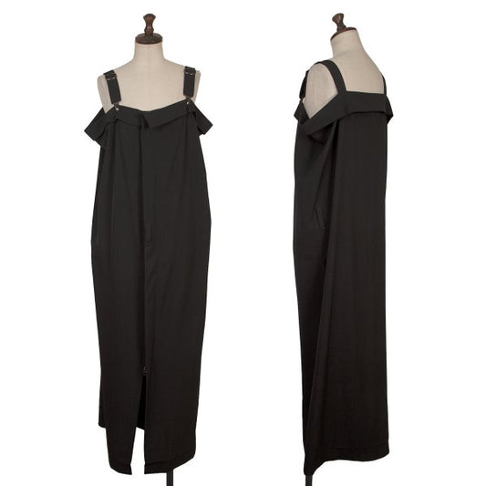Y's Wool Gabardine Suspender Wrap Dress Black Size 3