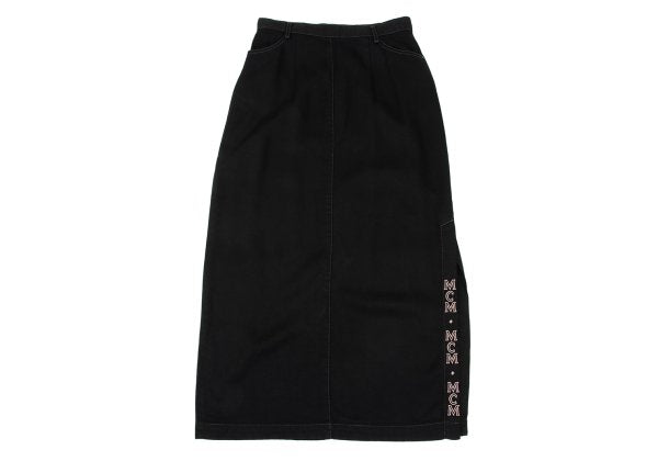 MCM Cupro Side Logo Embroidery Skirt Black Size 67-93