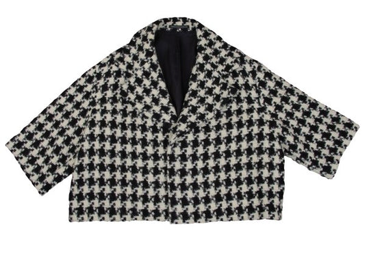 Y's Wool Blend Houndstooth Knit Jacket White Size 2