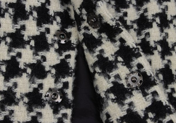 Y's Wool Blend Houndstooth Knit Jacket White Size 2