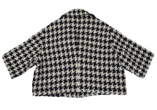 Y's Wool Blend Houndstooth Knit Jacket White Size 2
