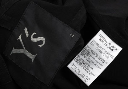 Y's Black V-Neck Panel Design Midi Dress Size 2