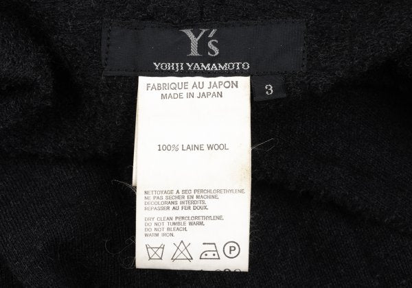 Y's Wool Cut-Off Knit Jacket Charcoal Size 3