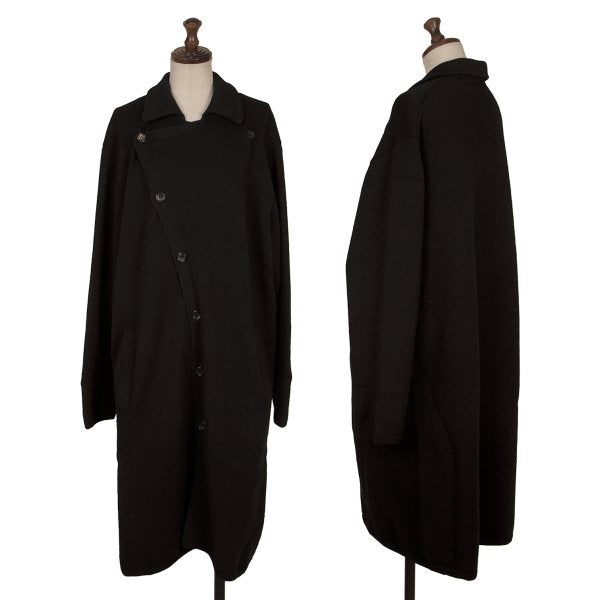 Y's Wool Knit Long Jacket Black Size M