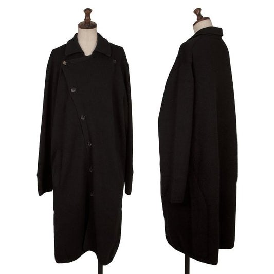 Y's Wool Knit Long Jacket Black Size M
