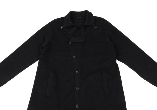 Y's Wool Knit Long Jacket Black Size M