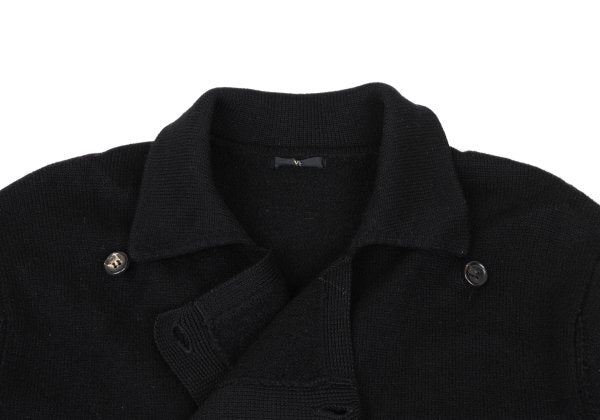 Y's Wool Knit Long Jacket Black Size M